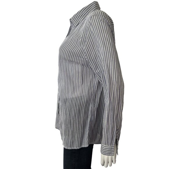J.McLaughlin Womens Blue & White Striped Button-Down Shirt Size M - Picture 4 of 8